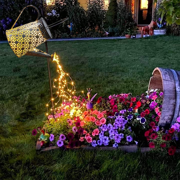 Watering can with Lights,Large Solar Lanterns Outdoor Hanging Waterproof,Decorative Retro Metal Solar Lights for Table Patio Yard Pathway Walkway