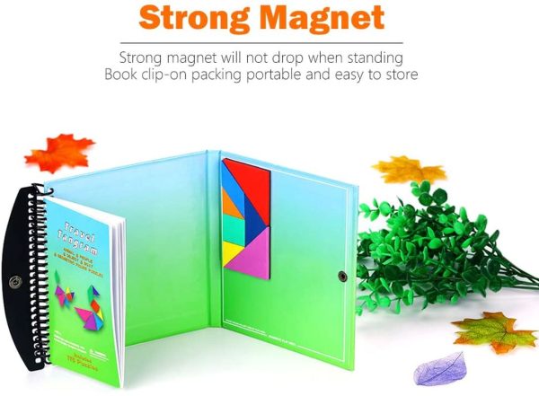 Travel Tangram Puzzle Magnetic Pattern Block Book Game Jigsaw Shapes Kids Adult IQ Educational Toy Gift Brain Teasers-2 set of Tangrams