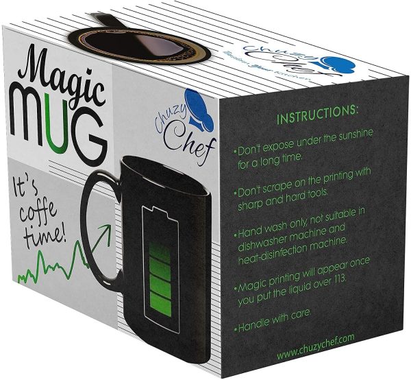 Heat Sensitive Funny Mug Coffee & Tea Unique Magic Color Changing Cup 12 oz Battery Charging Ceramic Birthday Christmas Gift Idea Women Men
