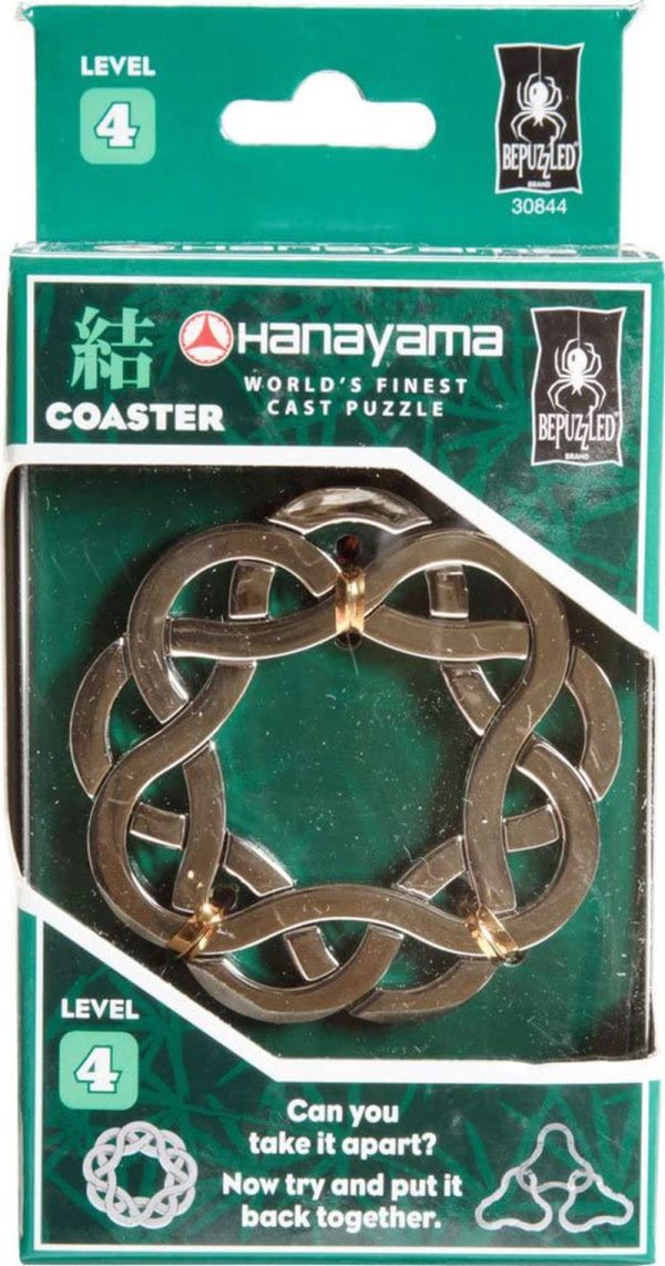 COASTER Hanayama Cast Metal Brain Teaser Puzzle (Level 4) Puzzles For Kids and Adults Ages 12 and Up Chrome