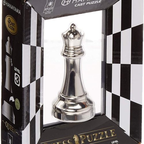 Hanayama Metal Cast Queen Chess piece Puzzle Find Lucky Coins, Advanced Challenging Brain Teaser Game for Kids Age 8 & Above (Level 3)