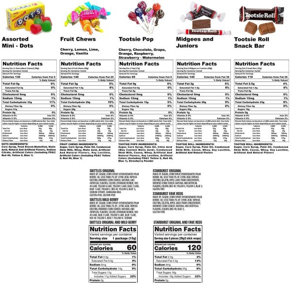 Assorted Bulk American Candy 11.25 Lb Starbursts FaveReds  Skittles Tootsie Rolls Snack Bars Tootsie Mini Dots 450+ Ct (180.4 Oz)