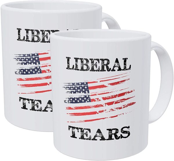 Pack of 2 Liberal Tears American Flag Republican 11 Ounces Funny White Coffee Mug