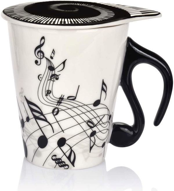 Music Note Coffee Mug Ceramic Musical instrument Cup Mug for Musicians 12.9 Oz