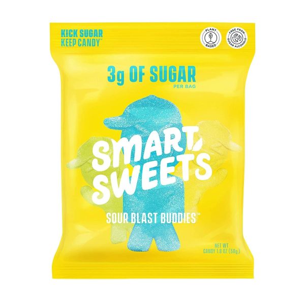 SmartSweets Sour Blast Buddies, Candy with Low Sugar (3g), Low Calorie, Plant-Based, No Artificial Colors or Sweeteners, Pack of 6