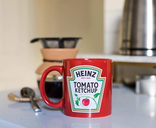 Heinz Ketchup Logo "Worth The Wait" Ceramic Coffee Mug Collectible Gift Oversized Cup Hot And Cold Beverages 16 Ounces