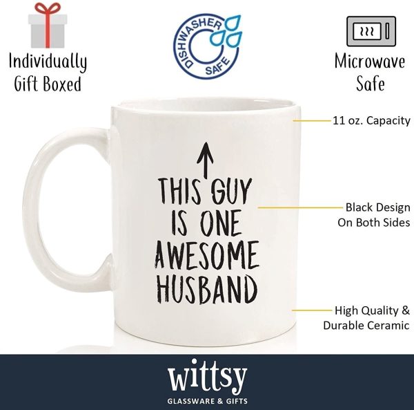One Awesome Husband Funny Coffee Mug - Husband Anniversary Gifts - Unique Birthday Gifts for Men, Him - Fun Novelty Cup Christmas Gift