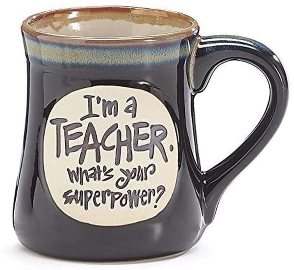I'm a Teacher Superpower, 18 Oz Mug,  Deep Black