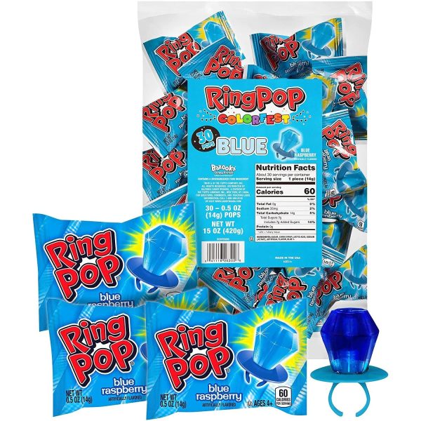 Ring Pop Individually Wrapped Back to School Candy Lollipop Suckers for Treats & Care Packages, 30 Count