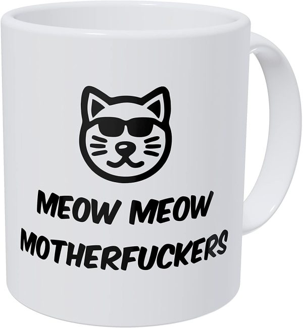 Meow Meow Cool Cat Face Glasses 11 Ounces Funny Coffee Mug