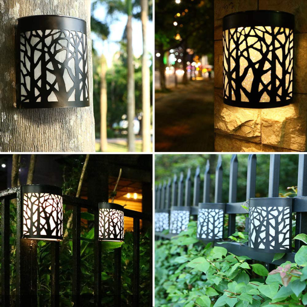 Solar Wall Lights Outdoor Solar Fence Lights Decorative Lighting, Waterproof, Warm White/Color Changing (2 Pack)