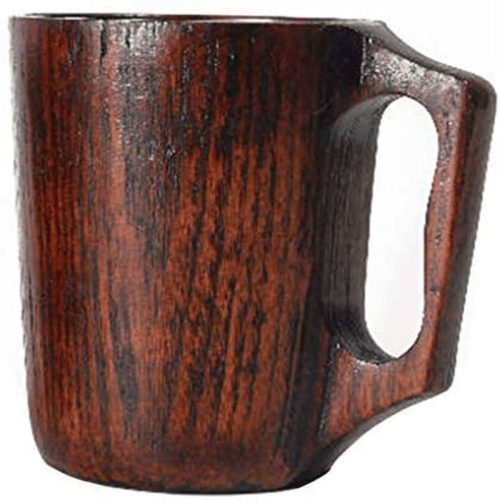 12 oz Handmade Wooden Coffee Mug Wood Outdoor Travel Mug Tea Camping Cup Wine Beer Mug with Handle for Men