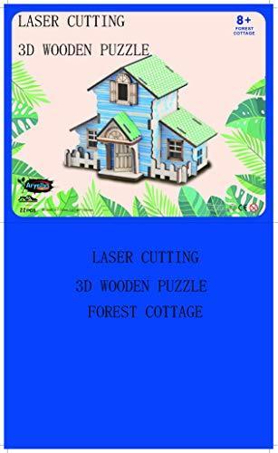 Natural Wood 3D Puzzle Tiny House Collection Wooden Jigsaw Craft Building Set (Forest Cottage)