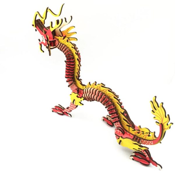 Natural Wood 3D Puzzle 18" Chinese Dragon Wooden Jigsaw Craft Building Set
