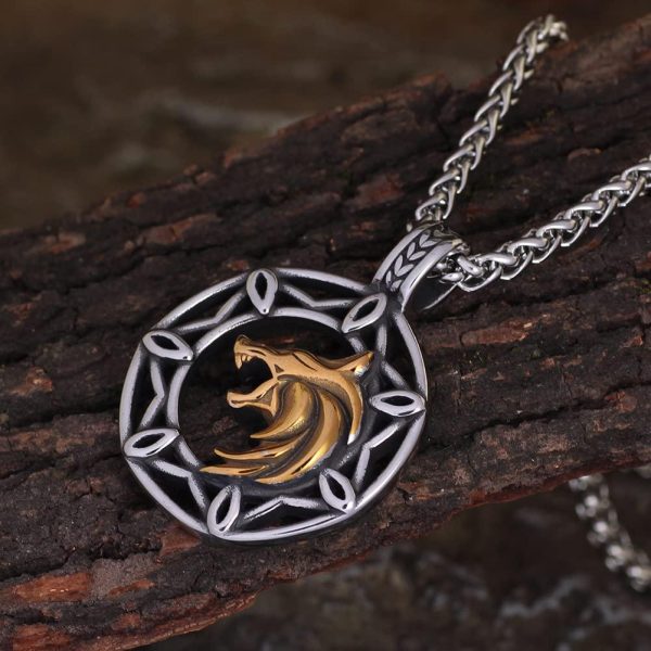 Amulet Stainless Steel SlavicÂ Wolf VikingÂ Â WitcherÂ NecklaceÂ ForÂ MenÂ GiftÂ StainlessÂ SteelÂ Â MedallionÂ Jewelry