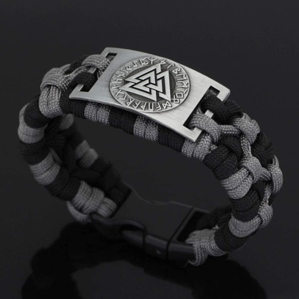 Handmade Viking Paracord Rune Valknut Bracelet Nordic Jewelry With Gift Bag