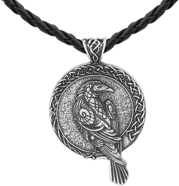 Norse Viking Triple Horn Of Odin Raven Huginn And Muninn Amulet Rune Pendant Necklace With Valknut Gift Bag