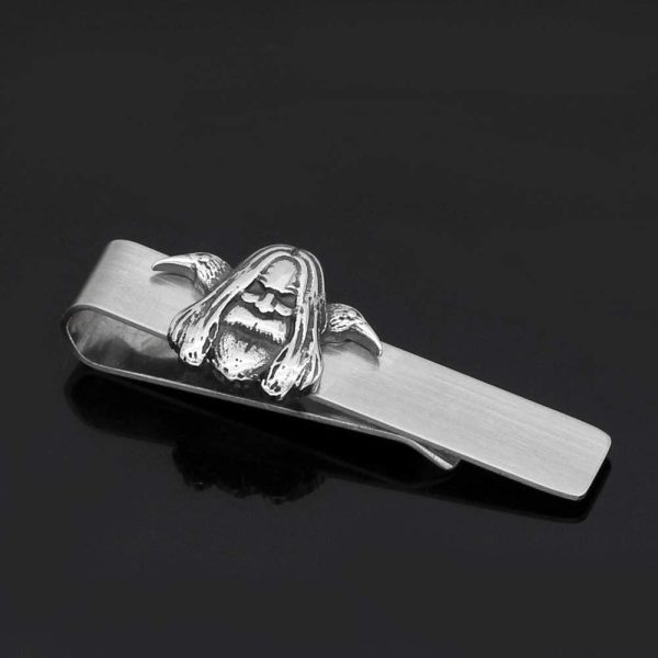 Stainless Steel Nordic Viking Odin With Raven Amulet Rune Tie Clips With Valknut Gift Bag