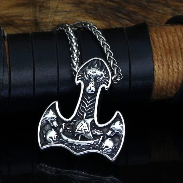 Thor Hammer Mjlnir Dragon Ship Viking Necklace For Men Nordic Jewelry Viking Gift For Men