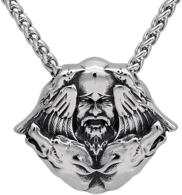 Viking Jewelry Men Odin's Raven Amulet Compass Thor's Pendant Viking Necklace With Valknut Gift Bag