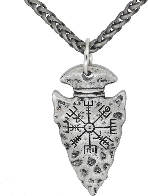 Viking Sword Amulet Vegvisir Necklace With Gift Bag
