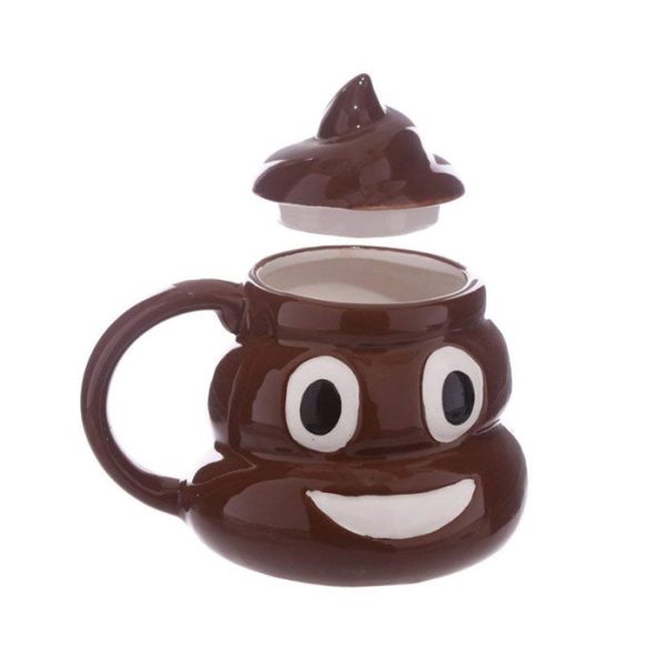 Emoji Poop Shaped Coffee Mug, 20 oz Ceramic Coffee Mug with Lid