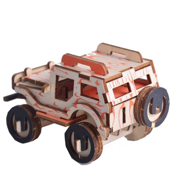 Natural Wood 3D Puzzle Jeep Off Road Wooden Jigsaw Craft Building Set