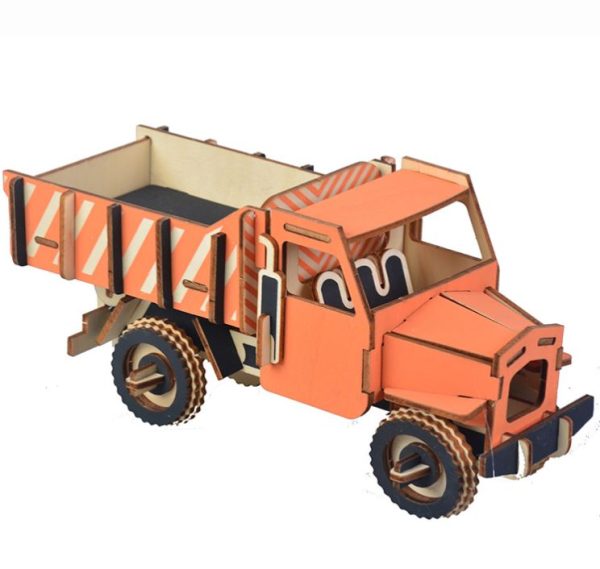 Natural Wood 3D Puzzle Dumper Truck Wooden Jigsaw Craft Building Set
