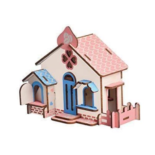 Chocolate House Natural Wood 3D Puzzle House Collection Wooden Jigsaw Craft Building Set